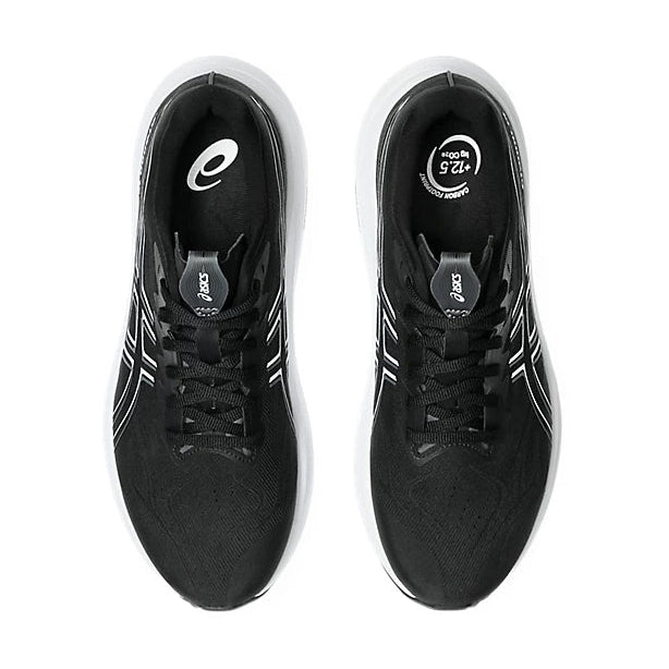 A pair of black ASICS  Gt-2000 14 running shoes shown from a top-down view on a solid white background.