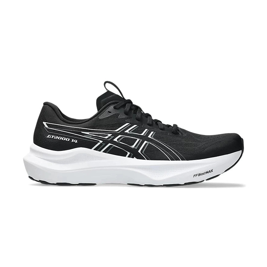 White Gt-2000 14 running shoe with black swoosh logo on a white background.