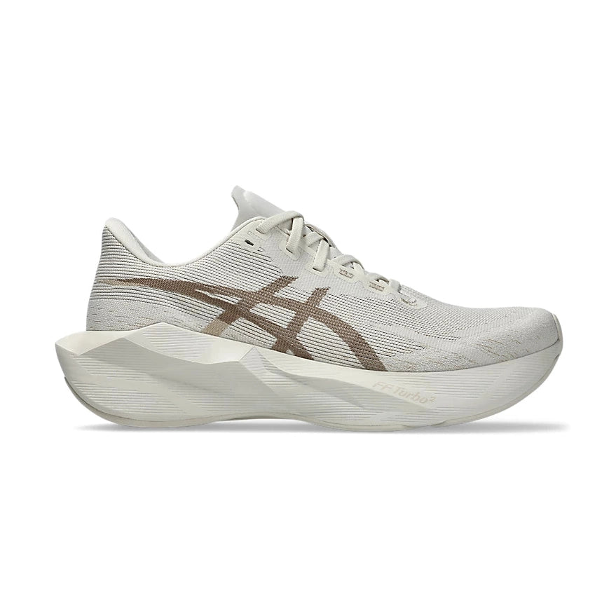 Novablast 6 a men's beige/oat color Asics running shoe.