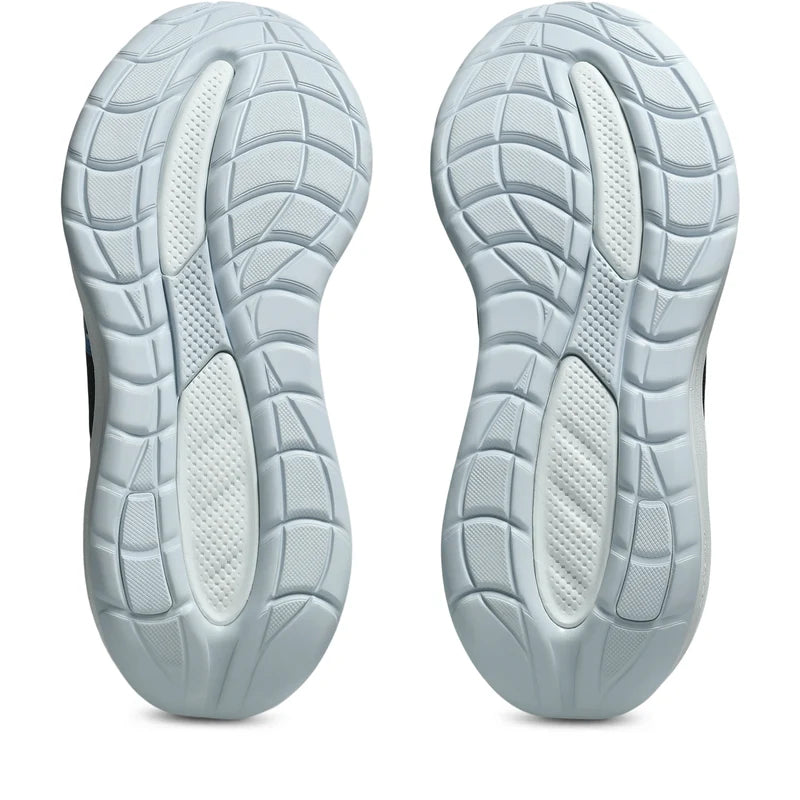 A pair of Cumulus athletic shoes shown from the sole view, featuring a textured, segmented tread pattern in light gray and white.