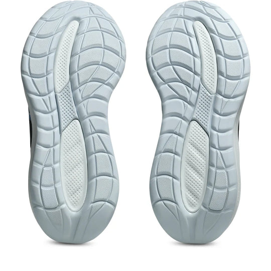 A pair of Cumulus athletic shoes shown from the sole view, featuring a textured, segmented tread pattern in light gray and white.