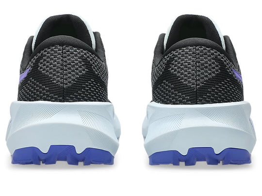 Black Trabuco 14 running shoes with blue soles on a white background.