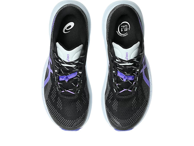 Black Trabuco 14 running shoes with purple accents on a white background.