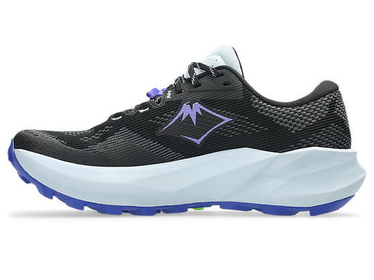 Black Trabuco 14 running shoe with a purple logo on a white background.