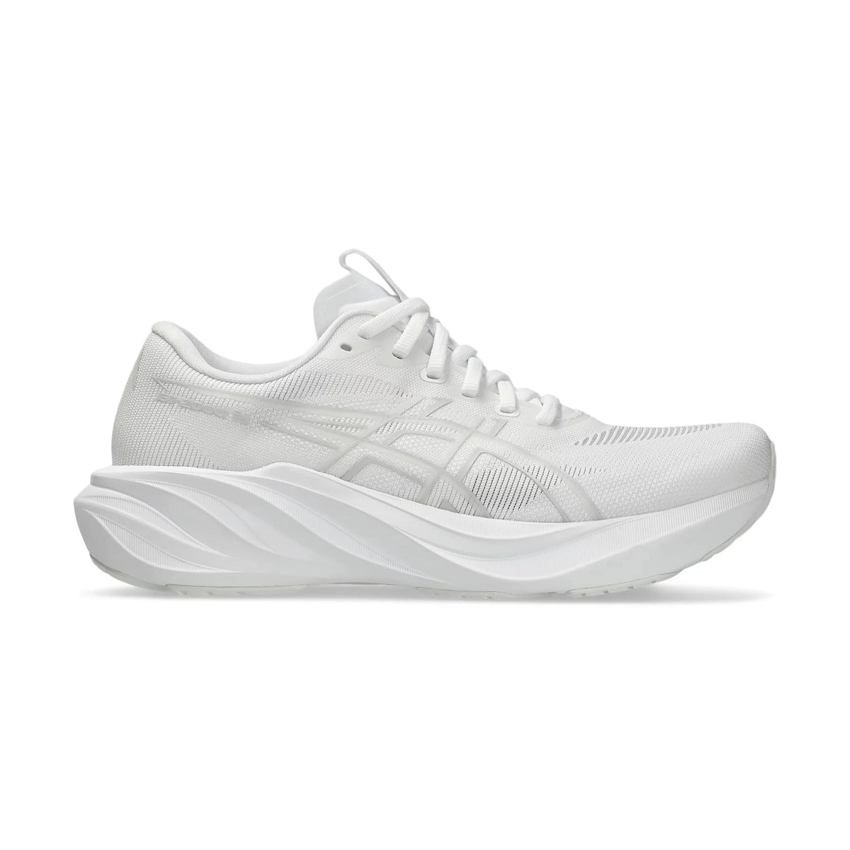 GT-2000 15 Asics white on white running shoe on a white background.