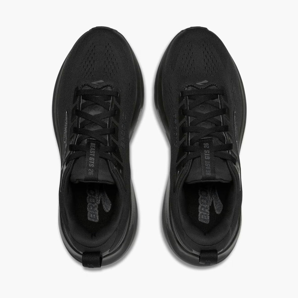 A pair of black Brooks Beast Gts 26 – Men's running shoes shown from a top-down view against a light gray background.