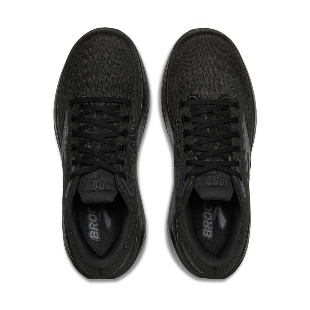 A pair of black Brooks Ghost Max 3 Men's athletic shoes shown from a top-down view on a white background.