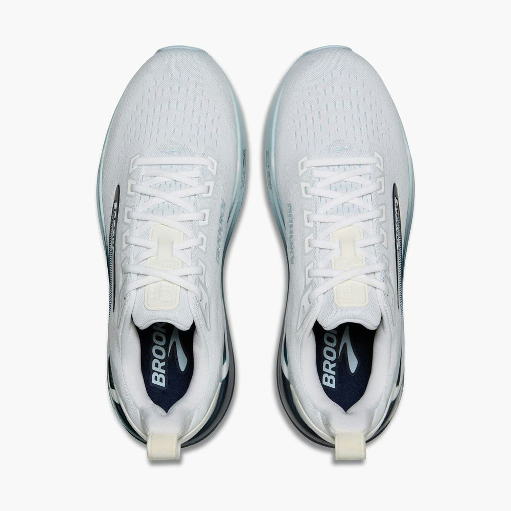 A pair of white Brooks Ghost Max 4 mens running shoes shown from a top-down view against a clean white background.