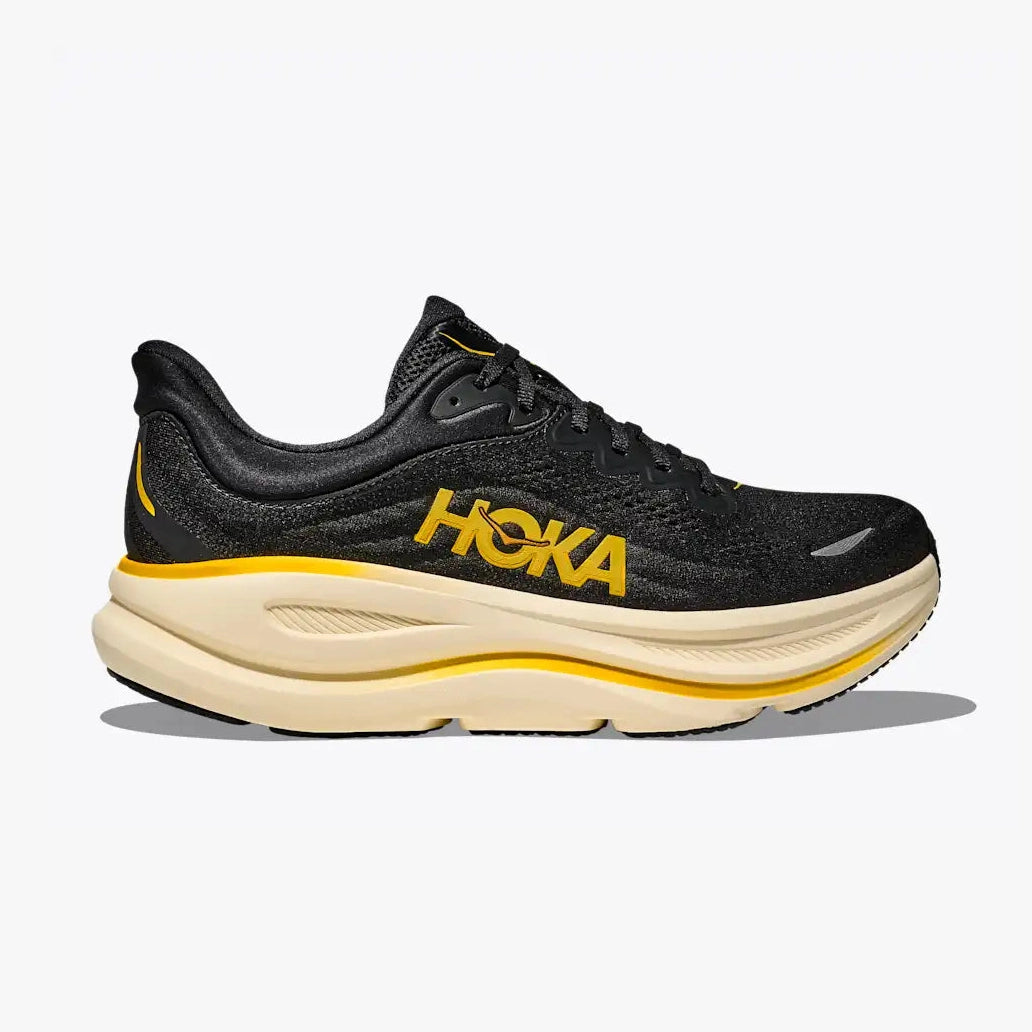 Hoka Bondi 9 – Men's – Carbon Black/Yellow Gold