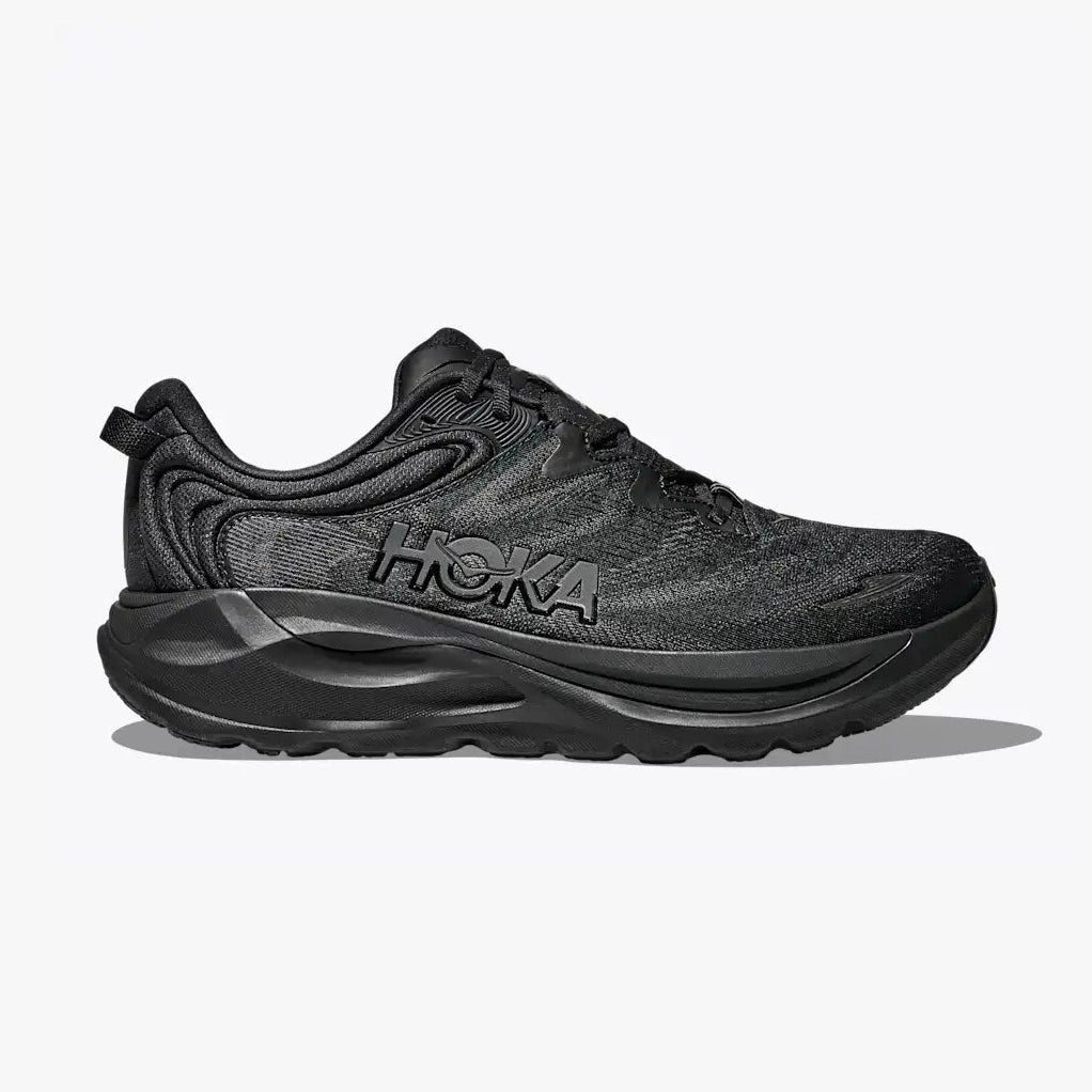 A black Hoka Gaviota 6 – Men's running shoe shown from the side profile against a light gray background.