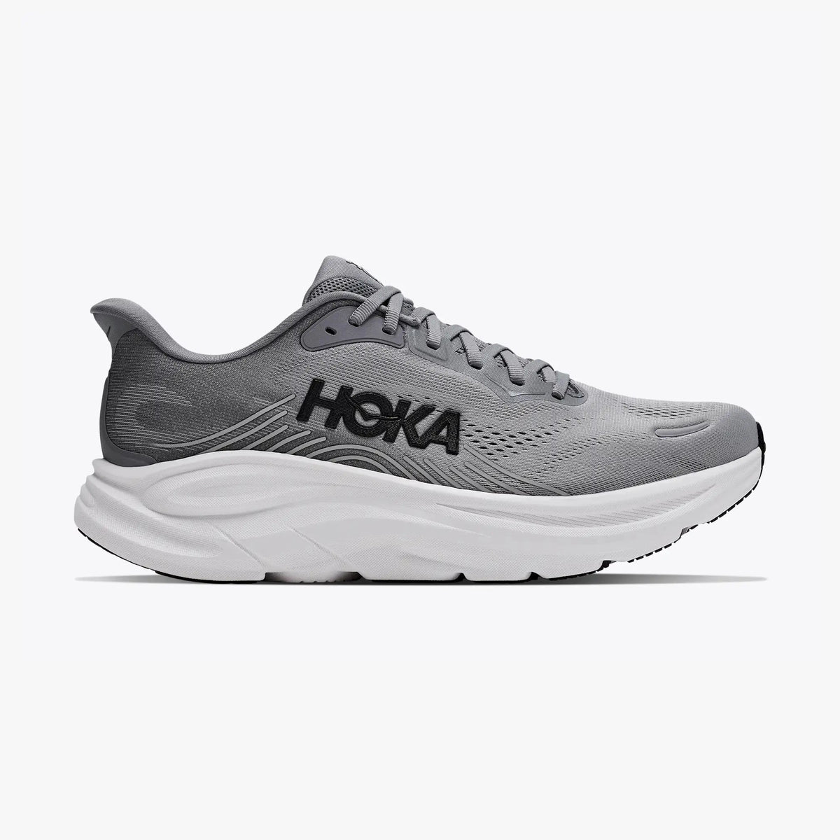 A Hoka Clifton 11 – Men's running shoe in navy blue and white, shown from a side profile view against a clean white background.