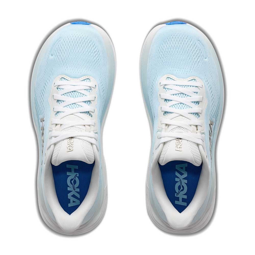 Light blue Hoka Clifton 11 – Women's running shoes with white laces on a white background