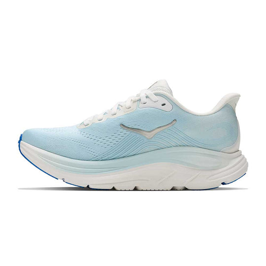 A light blue and white Hoka Clifton 11 – Women&