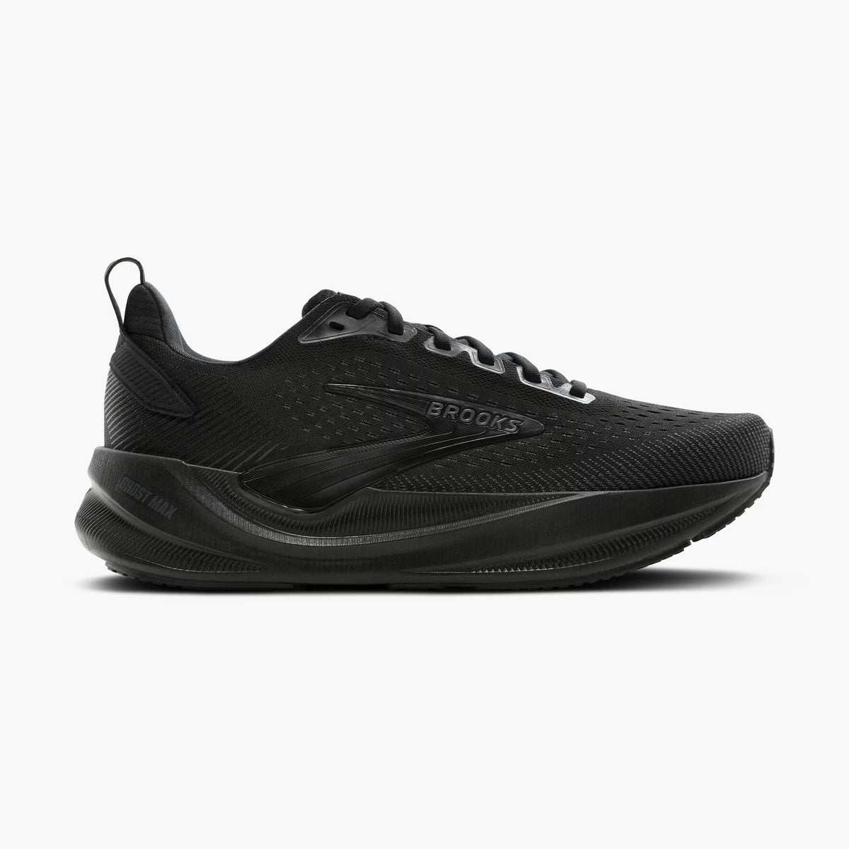 Black Brooks Ghost Max 4 womens  shoe on a white background.