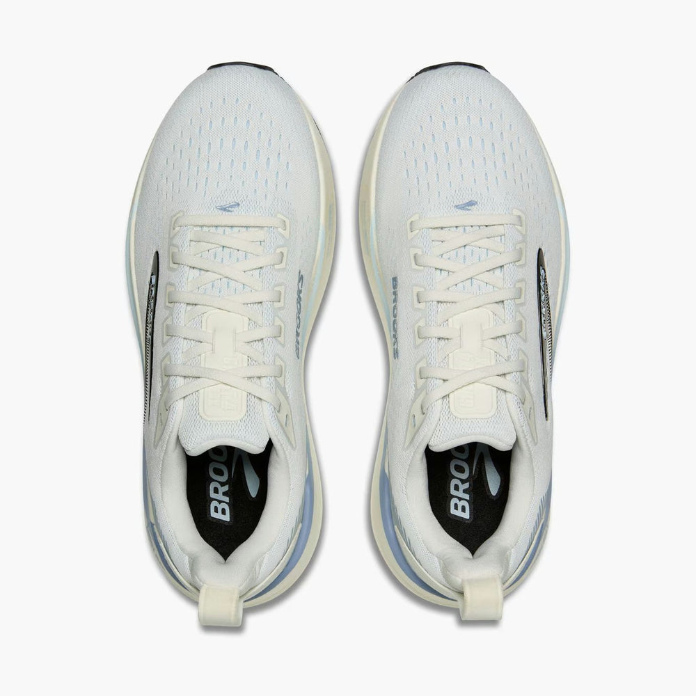 A pair of white Brooks Ghost Max 4 womens running shoes shown from a top-down view against a clean white background.