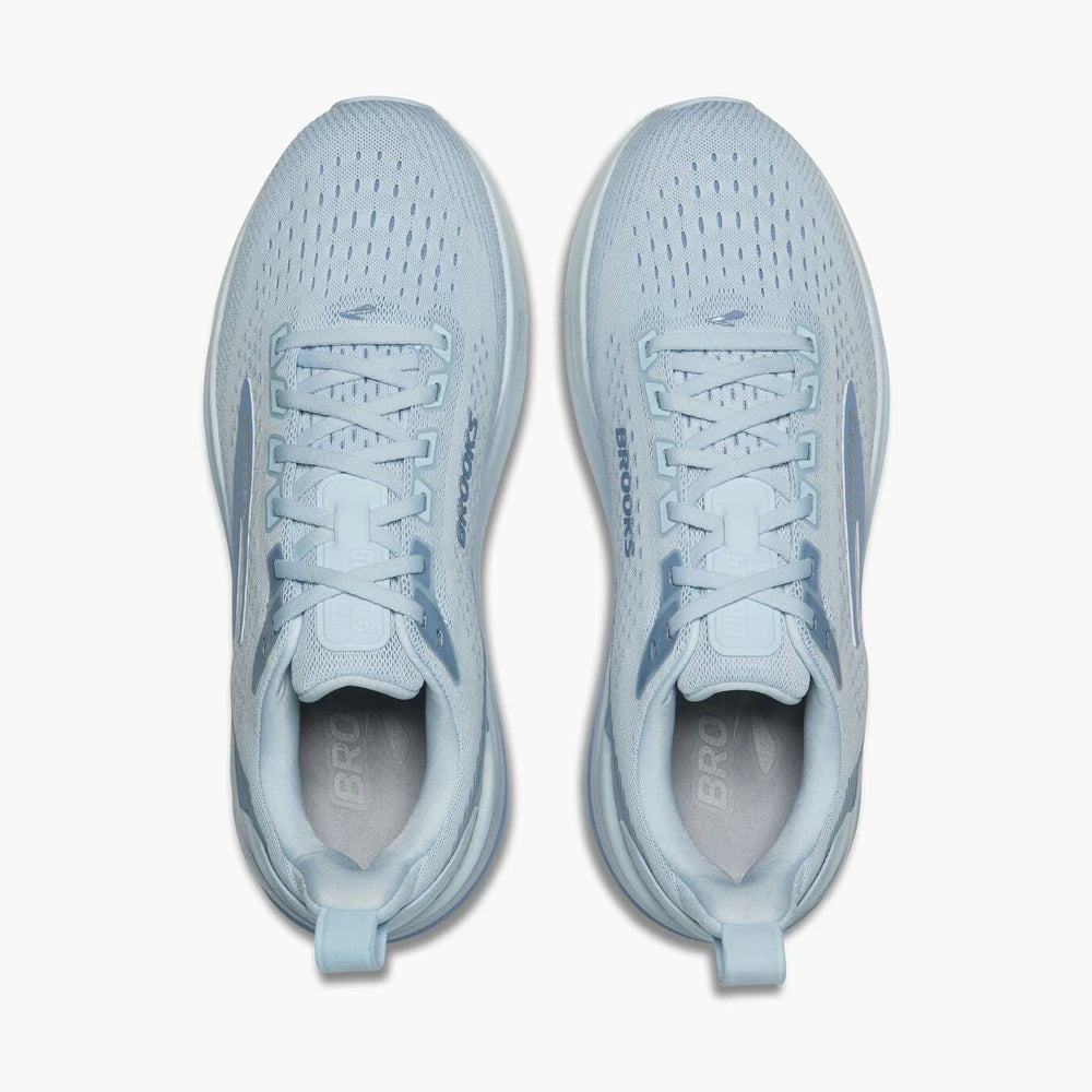 A pair of light blue Brooks Ghost Max 4 womens running shoes shown from a top-down view on a clean white background.