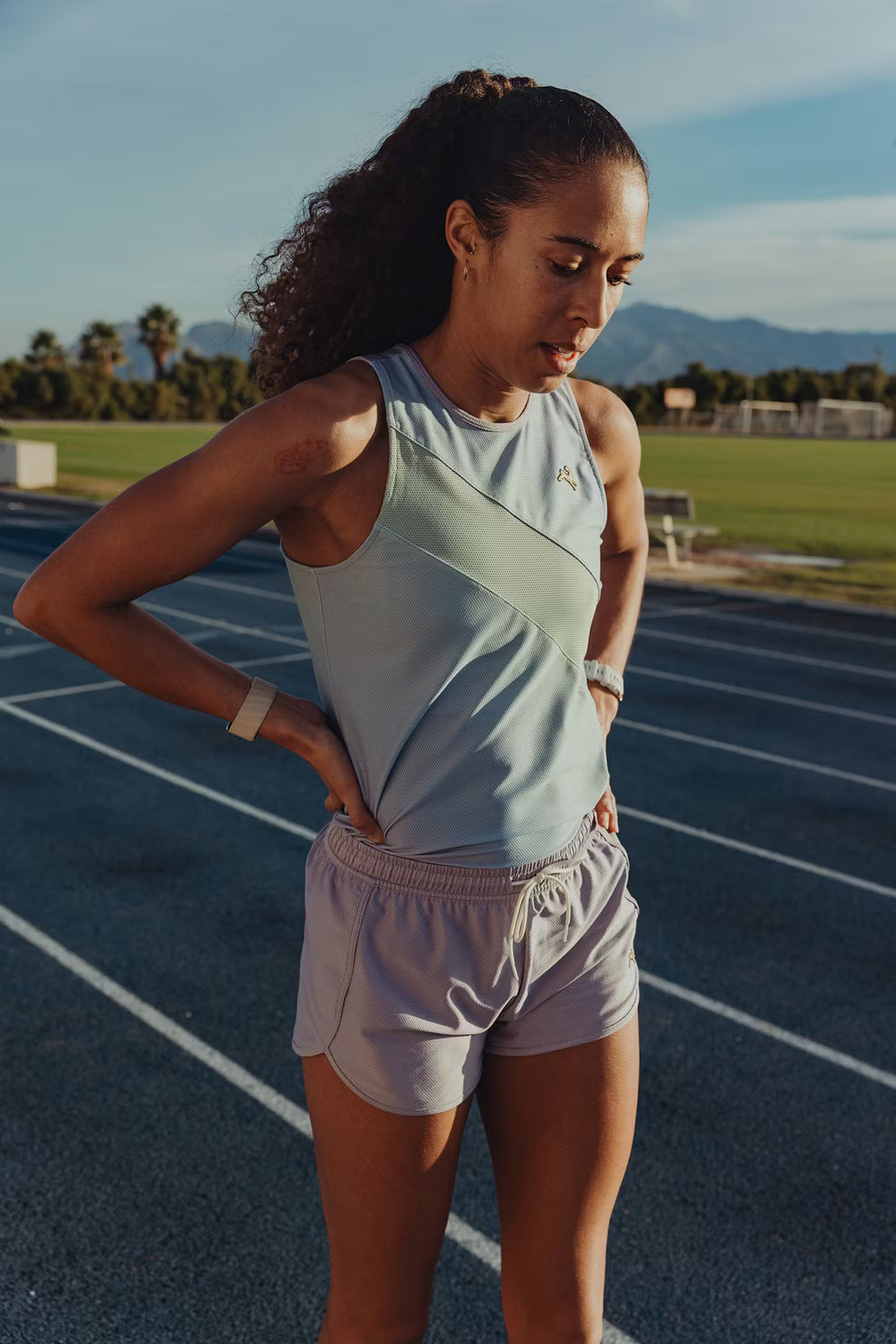Tracksmith Van Cortlandt Singlet – Women's – Lavender Print/Jadeite