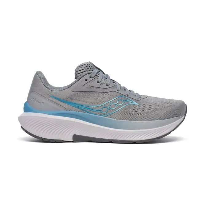 Gray Saucony Echelon 10 – Women's running shoe with blue accents on a white background