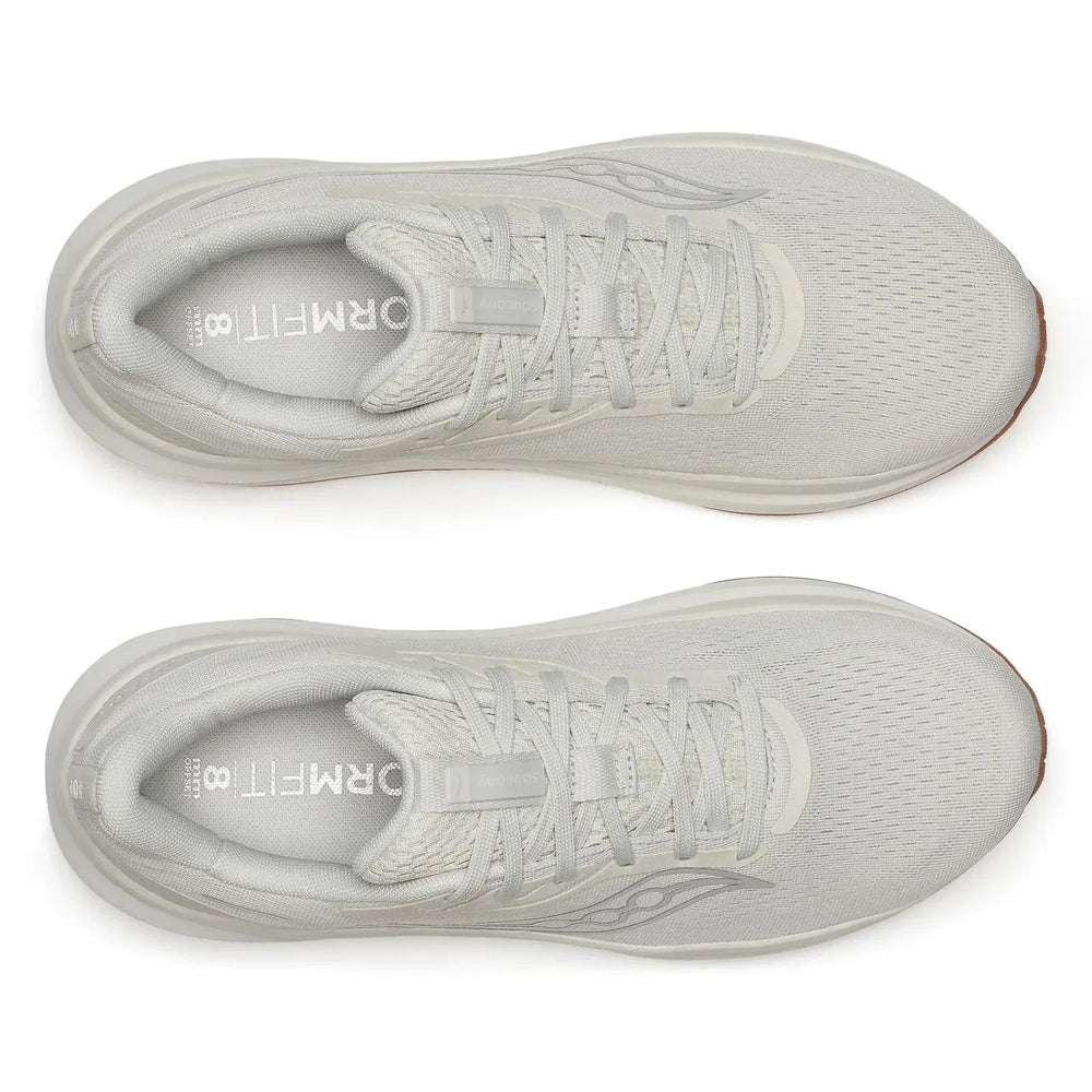 A pair of Saucony Echelon 10 – Men's  running shoes in a light gray and white colorway, shown from a top-down view on a white background.