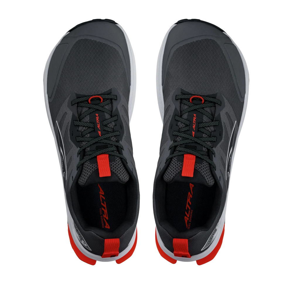 Lone Peak 9 a men's gray and red athletic shoes on a white background