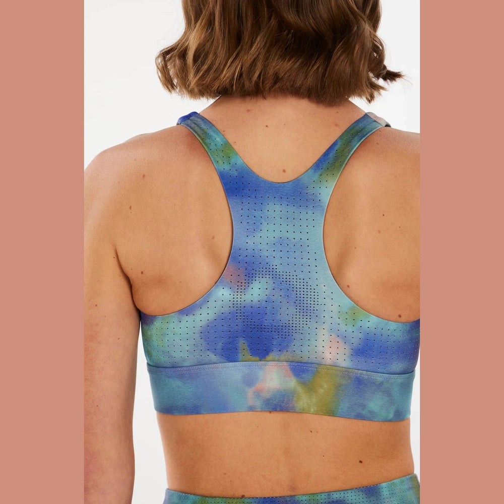 Multicolored Alwrld Alrn Ventilated Back Crop Bra – Women's worn by a person on a white background