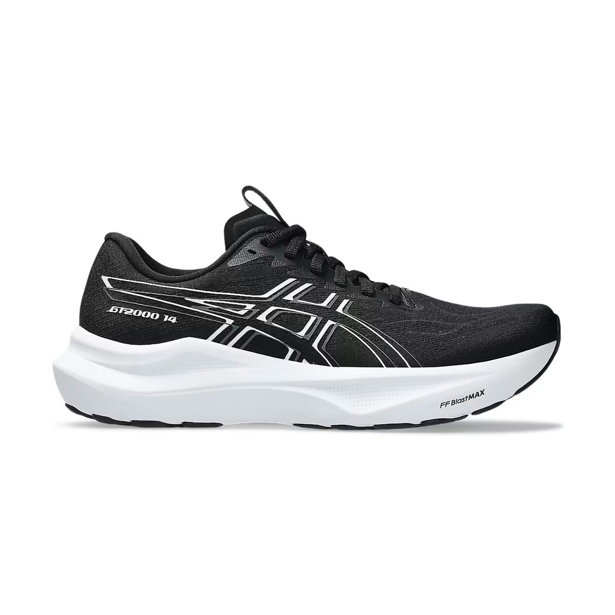 Black running shoe with Gt-2000 14 logo on a white background.
