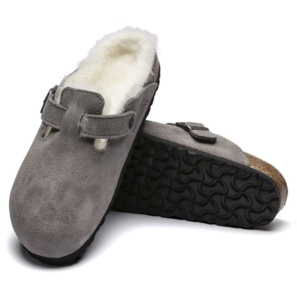 Birkenstock Boston Shearling--Suede Stone Coin