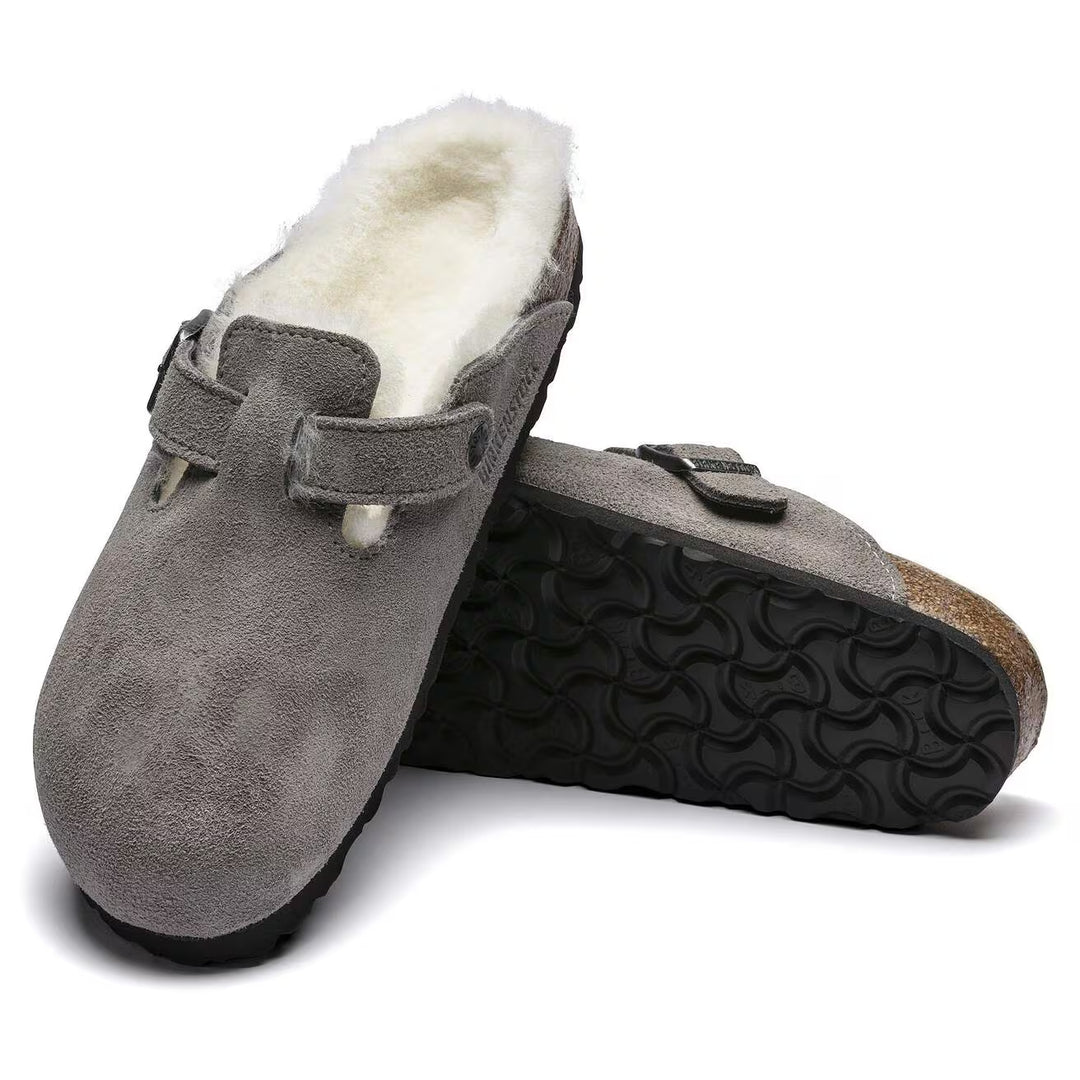Birkenstock Boston Shearling--Suede Stone Coin