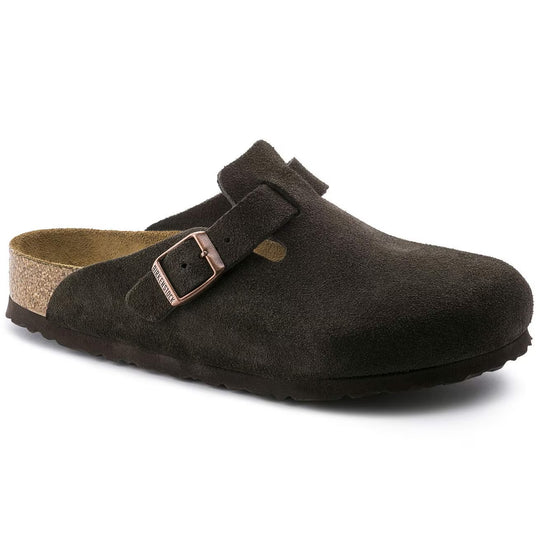 Birkenstock Boston Soft Footbed--Mocha Suede