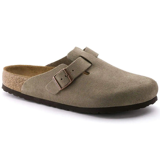 Birkenstock Boston Soft Footbed--Taupe Suede