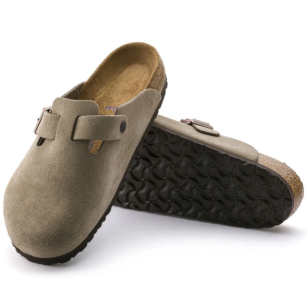 Birkenstock Boston Soft Footbed--Taupe Suede