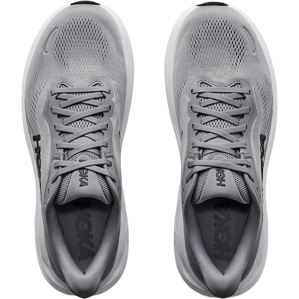 Pair of gray Hoka Clifton 11 – Men's running shoes on a white background