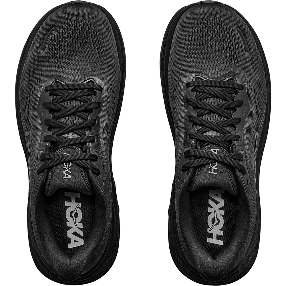 Black Hoka Clifton 11 – Women's running shoes with Hoka branding on a white background