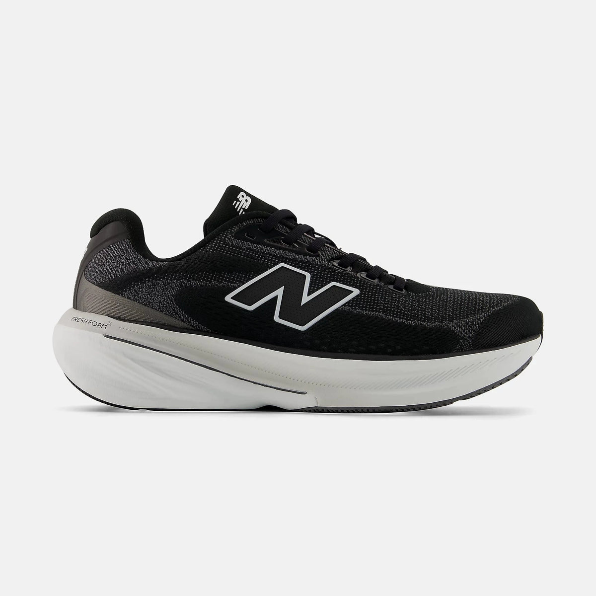 Black New Balance Fresh Foam X 860 V15 – Men's running shoe with white sole on a white background