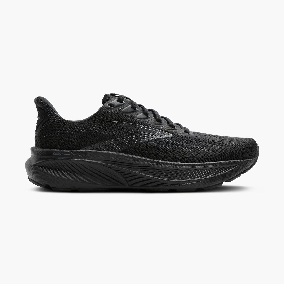Black Brooks Ghost 17 – Men's athletic shoe on a white background