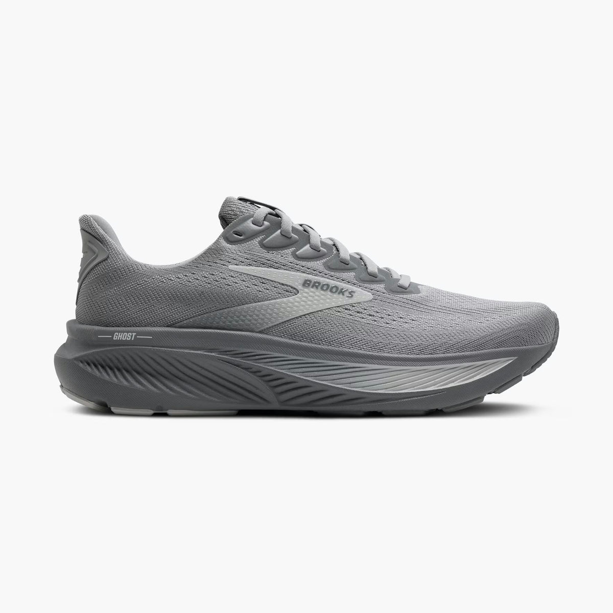 Beige sneaker with a black and white Brooks Ghost 17 – Men's on a white background