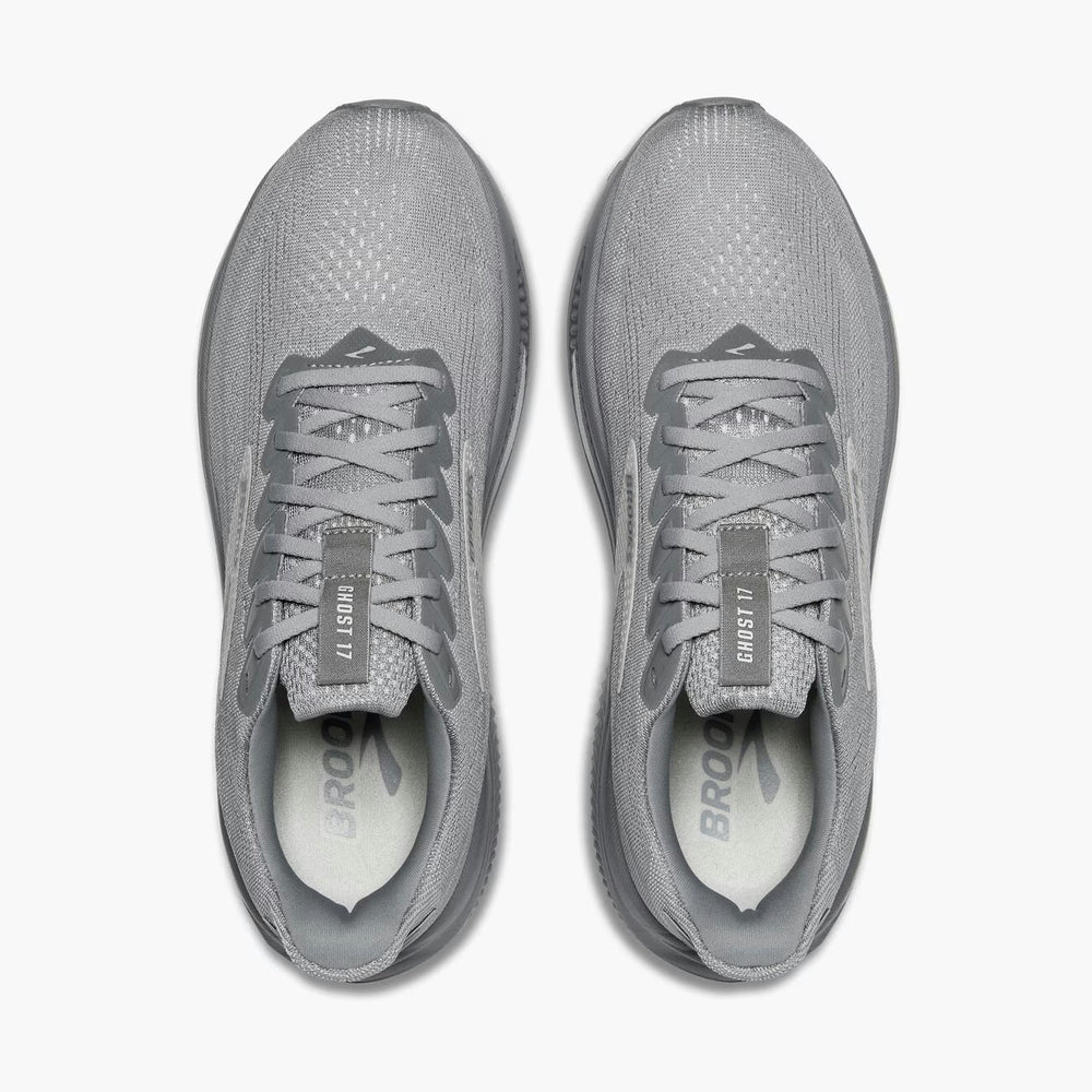 A pair of gray Brooks Ghost 17 – Men's running shoes shown from a top-down view on a light gray background.