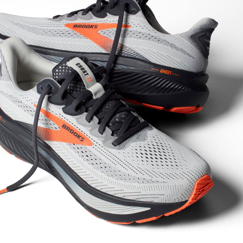 Brooks Ghost 17 – Men's – Oyster Mushroom/Orange/Ebony