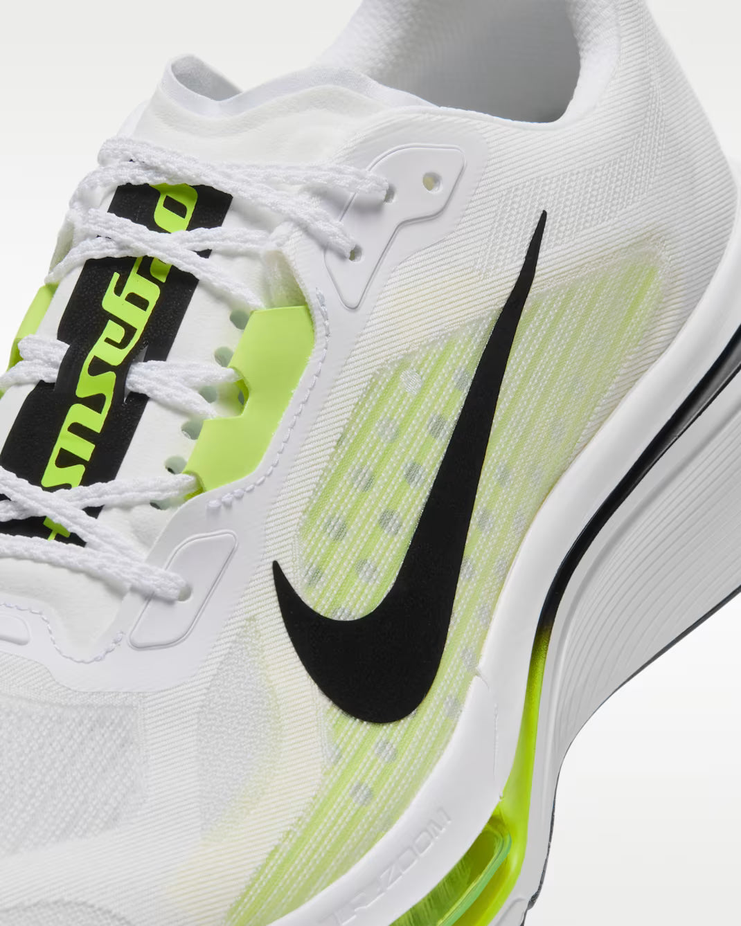 Close-up of a white Nike Pegasus Plus 2 -- Men&