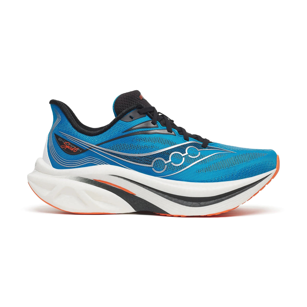 A single Saucony Endorphin Speed 6--Men's running shoe in blue, white, and black, shown from the side profile against a clean white background.