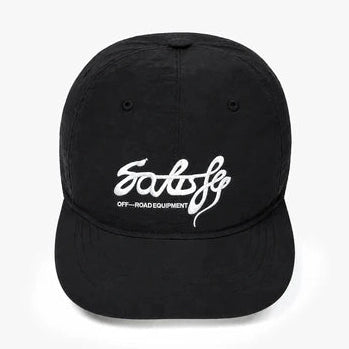 A black Flitesilk 5 Panel Pinch Cap with a white embroidered script logo reading &