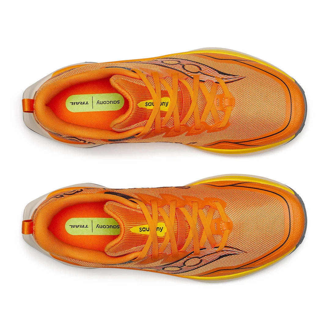 A pair of bright orange Saucony Peregrine 16 – Men&