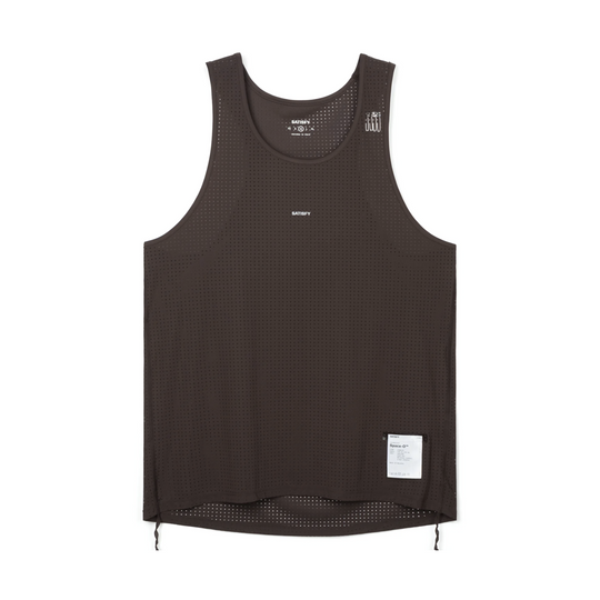 A dark brown perforated mesh Space-O Singlet--Men&