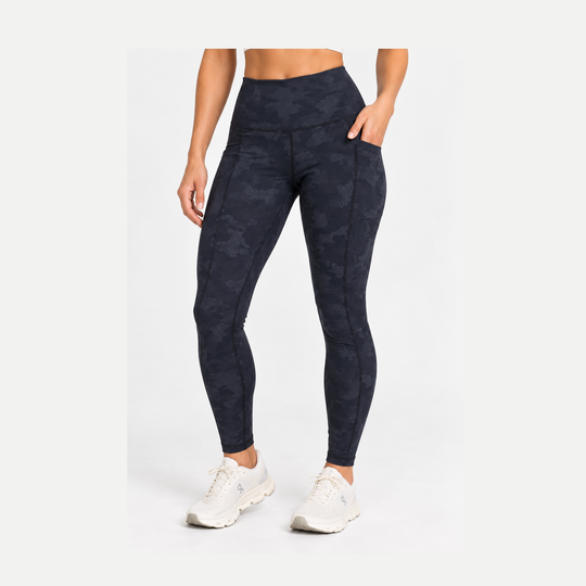 A model wearing dark greyhigh-waisted 25" Running Tight – Women&