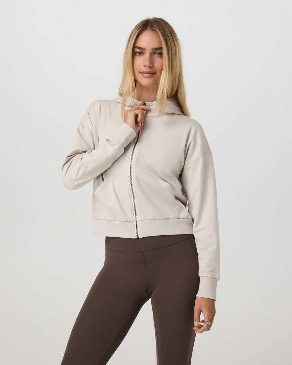 Halo Modern Full Zip Hoodie – Women's – Ecru Heather
