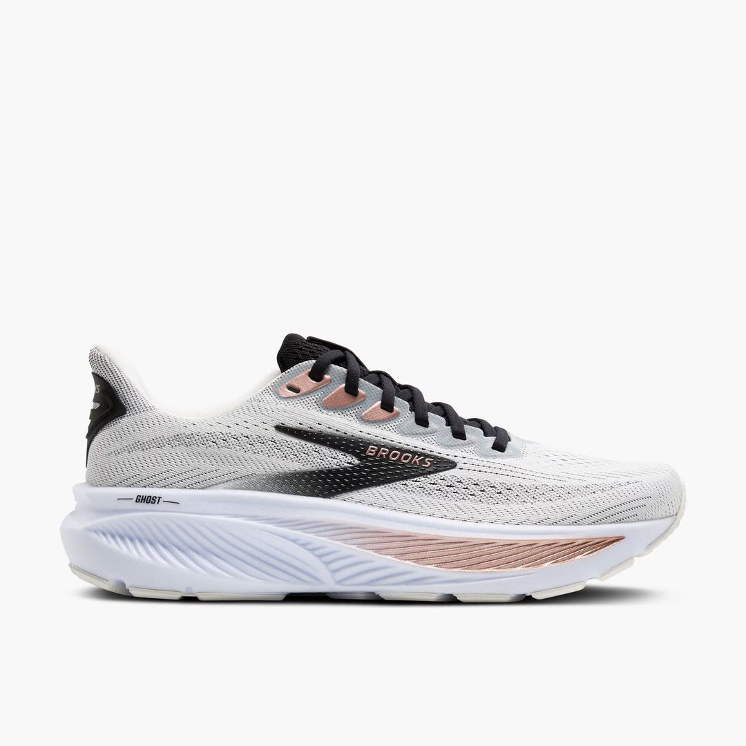Brooks Ghost 17 – Women's – White/Black/Rose Gold