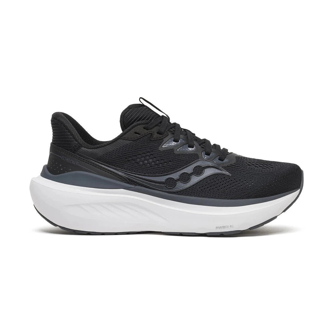 Black Saucony Echelon 11 – Women's running shoe with white sole on a white background