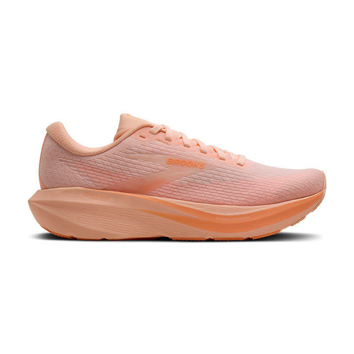 Brooks Ghost AMP women's Peach/Peach/White running shoe — lateral side profile