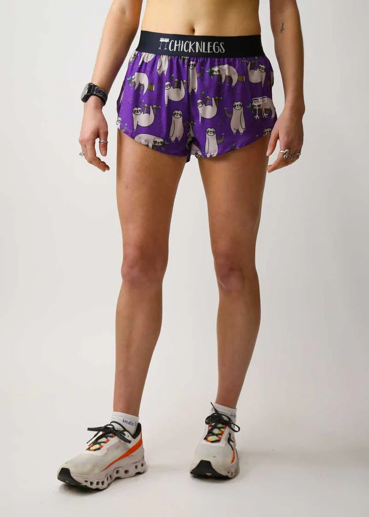 Chicknlegs Chicknlegs 1.5" Split Shorts – Women's – Sloths