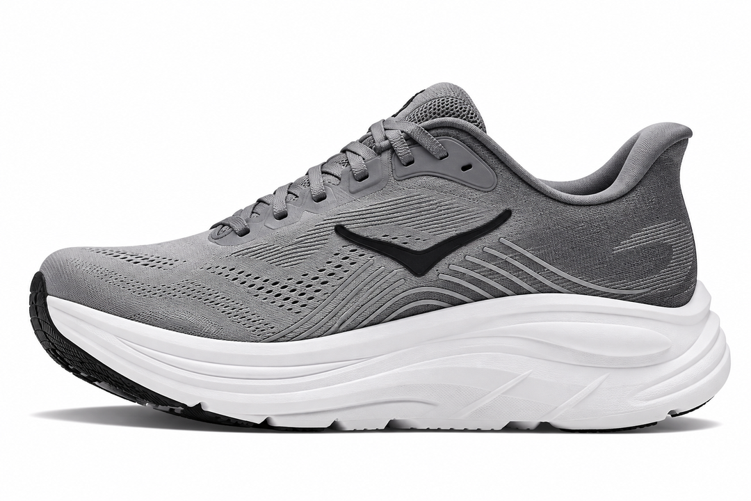 A gray and white Hoka Clifton 11 – Men&